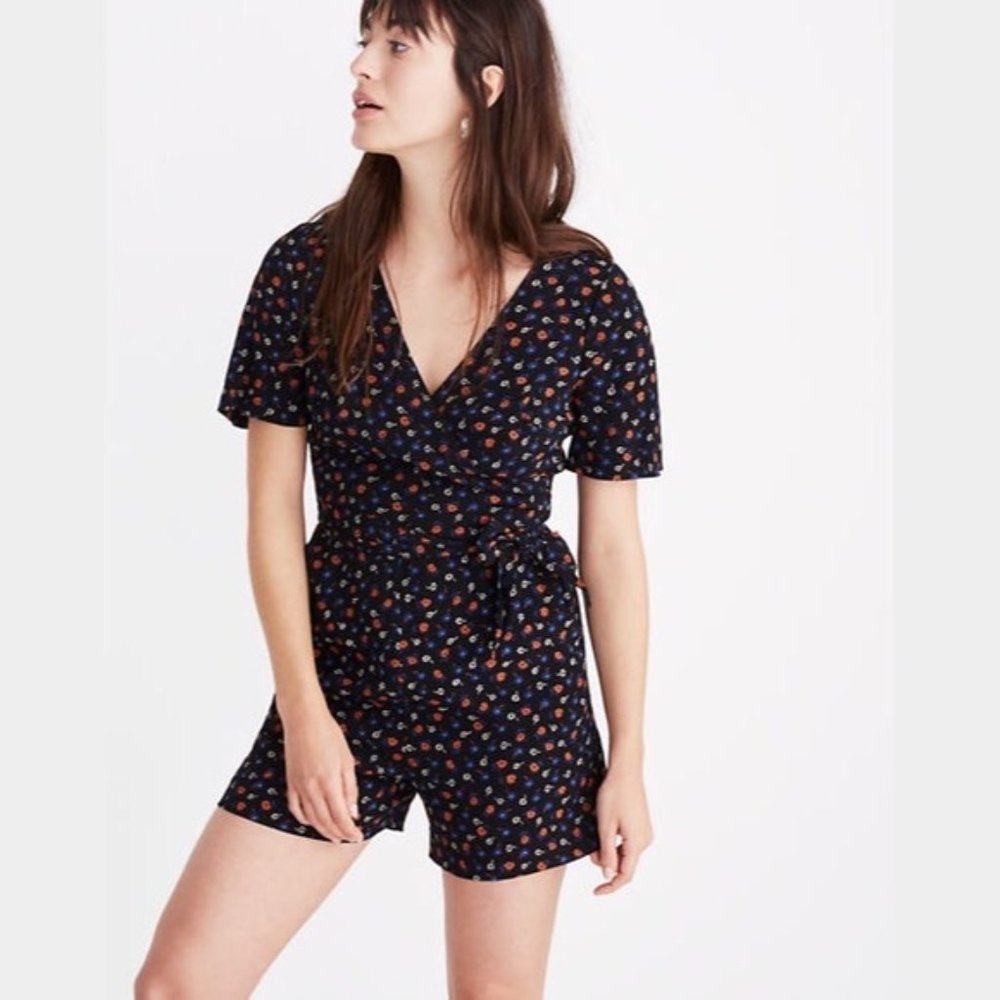 Madewell Wrap-Front Prairie Posies Romper Size 14